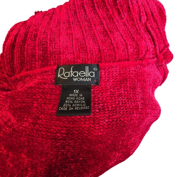 Red Fringed Turtleneck Sweater Woman's Size 1X Rafaella Soft Feel JJ4072 - Picture 7 of 7